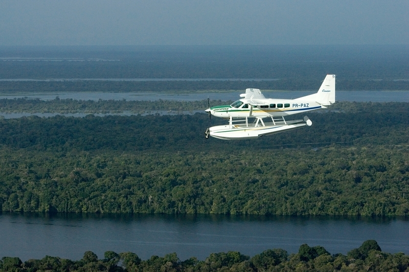 Greenpeace plane conducting research over the Amazon