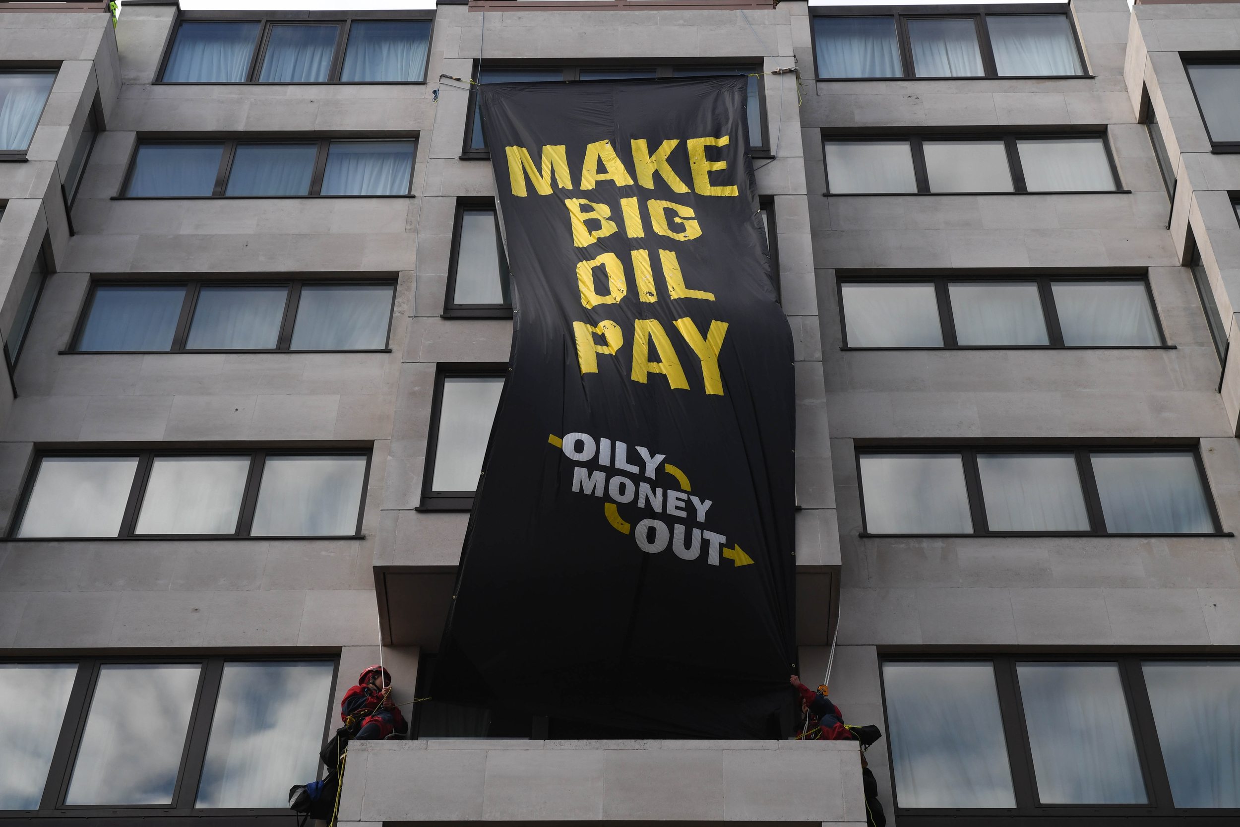 Action against Big Oil outside InterContinental Hotel Park Lane 