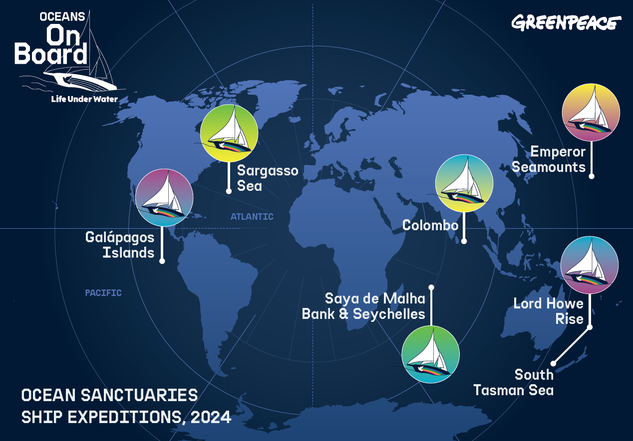 Map of Greenpeace ship expeditions 2024 