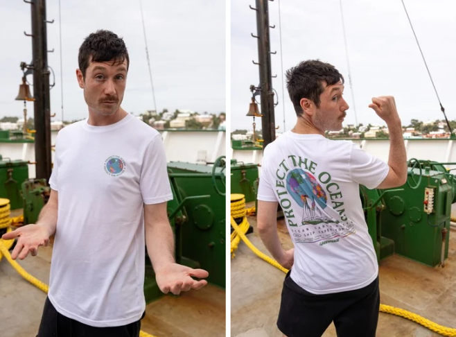 Dan from Bastille in exclusive ship t-shirt